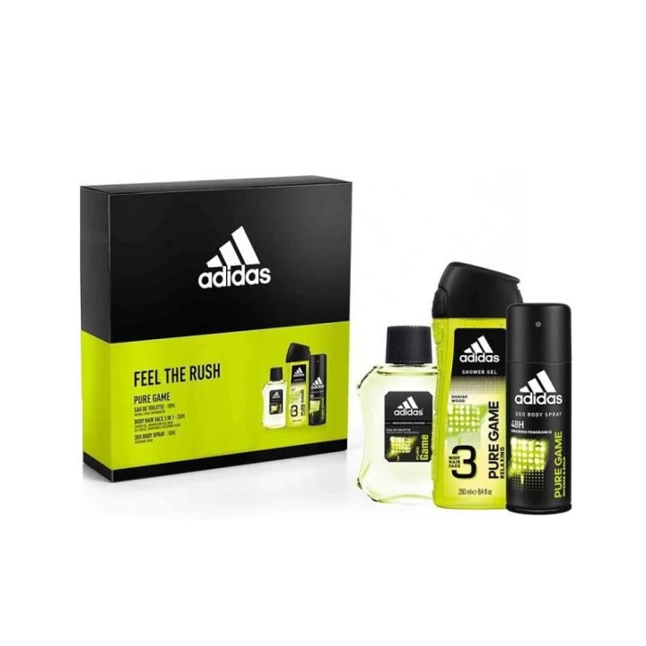 Giftset Adidas Pure Game Edt 100ml + Shower Gel 250ml + Deo Spray 150ml i gruppen SKØNHED & HELSE / Gaveæske / Gaveæske til ham hos TP E-commerce Nordic AB (C12858)