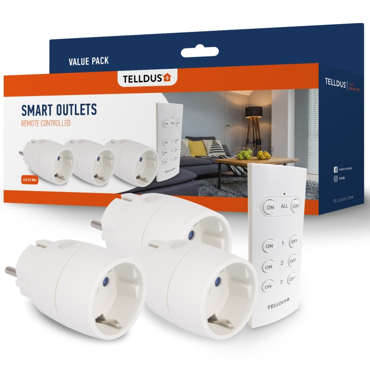 Telldus On/Off-uttag Slim 433 3-pack i gruppen HJEM, HUS & HAVE / Smart hjem / Smart plugs hos TP E-commerce Nordic AB (C13046)