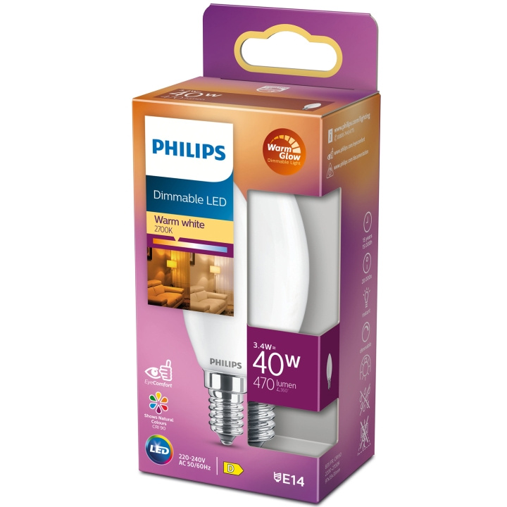 Philips LED E14 Kron 3,4W (40W) Frost Dim WarmGl 470 i gruppen HJEMMEELEKTRONIK / Lys / LED lamper hos TP E-commerce Nordic AB (C13212)