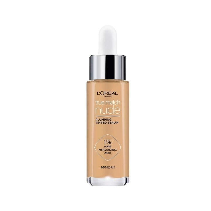 L\'Oreal True Match Nude Plumping Tinted Serum Foundation 4-5 Medium 30ml i gruppen SKØNHED & HELSE / Makeup / Makeup ansigt / Foundation hos TP E-commerce Nordic AB (C13457)