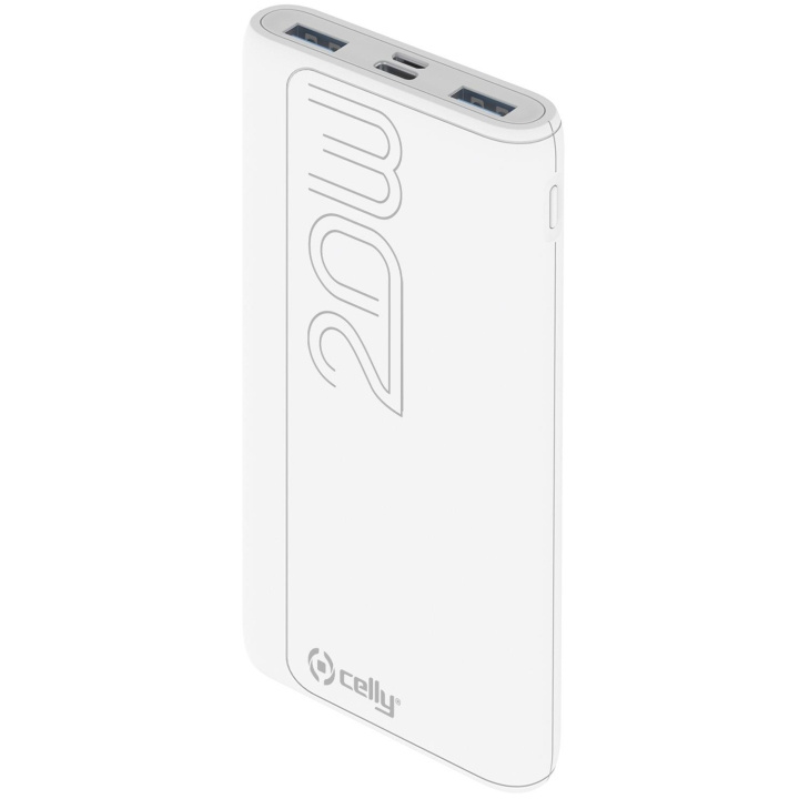 Celly PowerBank PD 20W 10.000 mAh Vit i gruppen SMARTPHONES & TABLETS / Opladere og kabler / Powerbanks hos TP E-commerce Nordic AB (C13591)