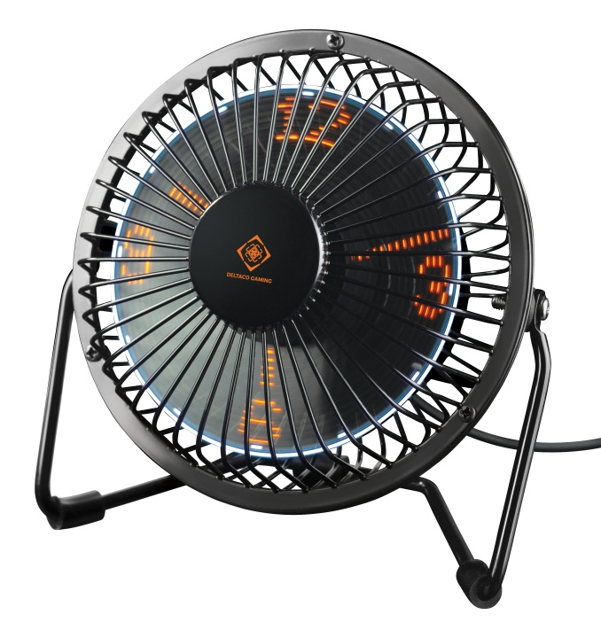 DELTACO GAMING USB desktop fan with clock, black i gruppen HJEM, HUS & HAVE / Ventilator & Klima apparater / Ventilatorer hos TP E-commerce Nordic AB (C13801)