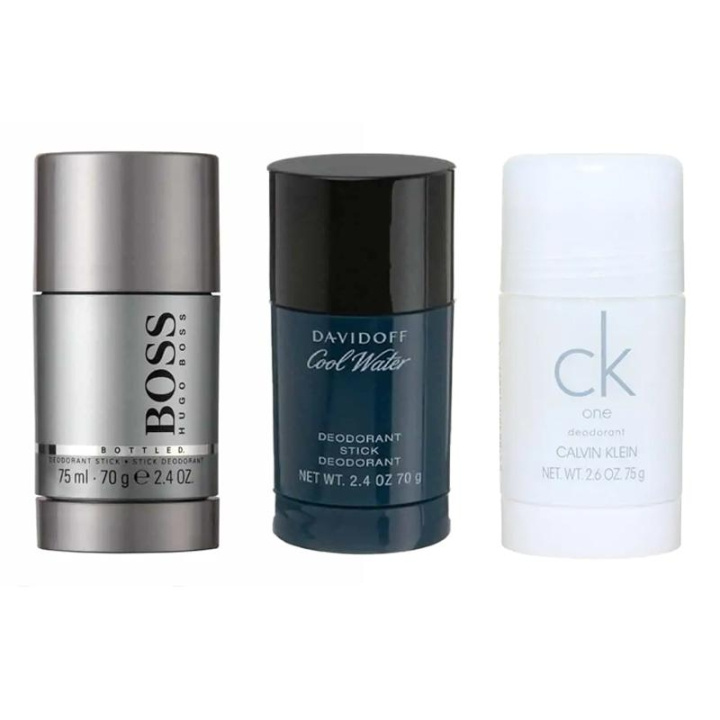 3-pack Boss Bottled + Cool Water + CK One Deostick 75ml i gruppen SKØNHED & HELSE / Duft & Parfume / Deodorant / Deo for ham hos TP E-commerce Nordic AB (C13873)