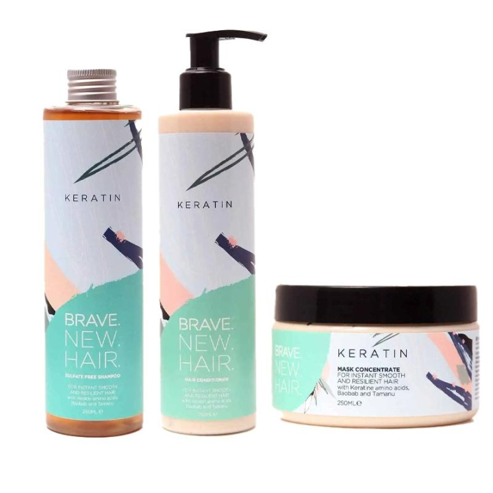 3-pack Brave. New. Hair. Keratin Schampoo + Conditioner + Mask i gruppen SKØNHED & HELSE / Hår og styling / Hårpleje / Shampoo hos TP E-commerce Nordic AB (C13894)