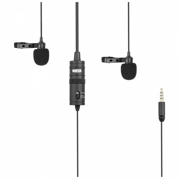 BOYA Dual Omni-directional Lavalier Mic i gruppen HJEMMEELEKTRONIK / Lyd & billede / Håndholdte mikrofoner hos TP E-commerce Nordic AB (C13917)