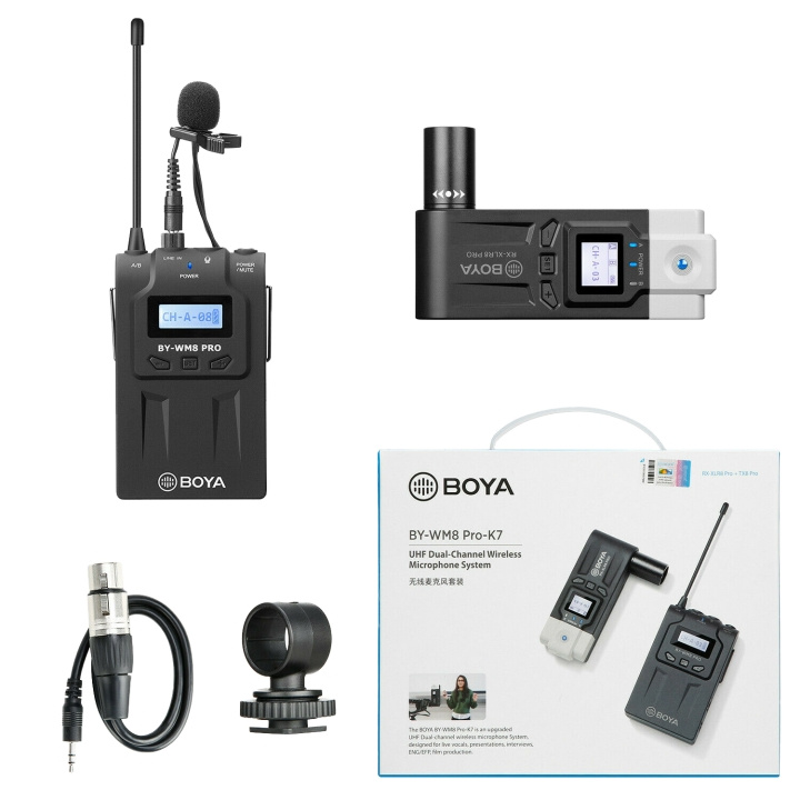 Boya Wireless Mic, UHF Dual-Channel Wireless Microphone System i gruppen HJEMMEELEKTRONIK / Lyd & billede / Håndholdte mikrofoner hos TP E-commerce Nordic AB (C13974)