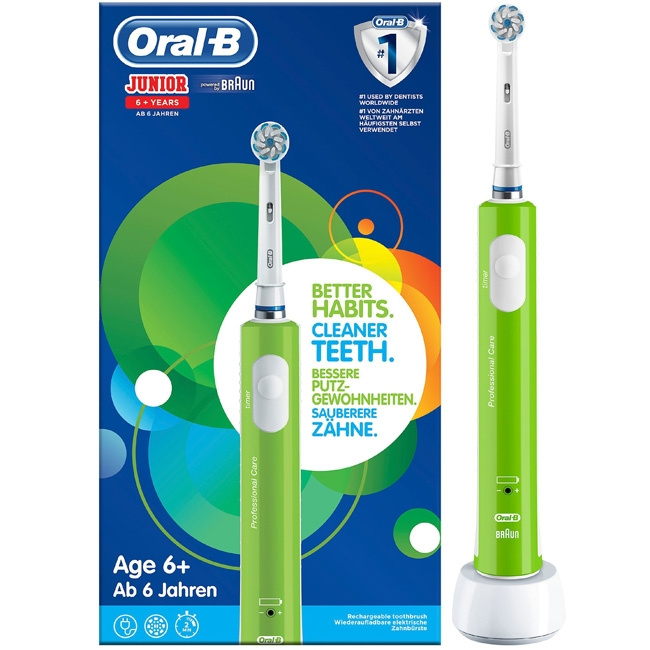 Oral B Eltandborste Junior Green SUT i gruppen SKØNHED & HELSE / Oral pleje / Elektriske tandbørster hos TP E-commerce Nordic AB (C14106)