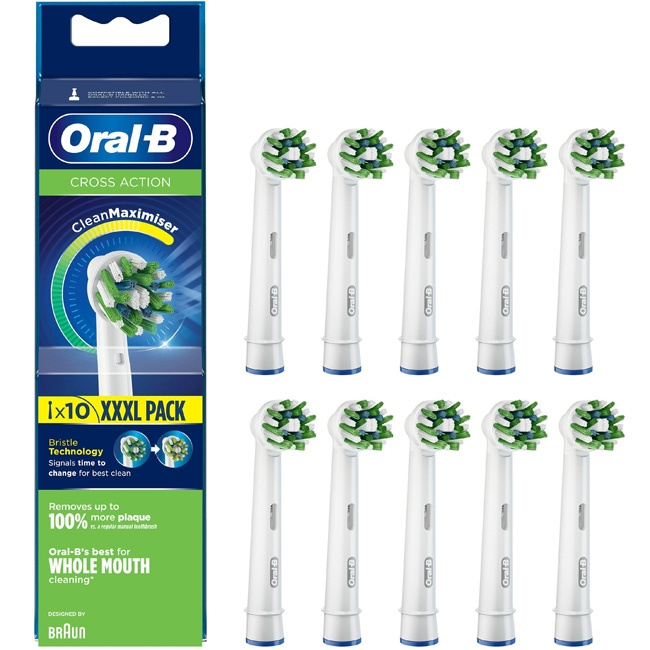 Oral B Borsthuvud CrossAction 10st i gruppen SKØNHED & HELSE / Oral pleje / Tilbehør til elektriske tandbørster hos TP E-commerce Nordic AB (C14119)