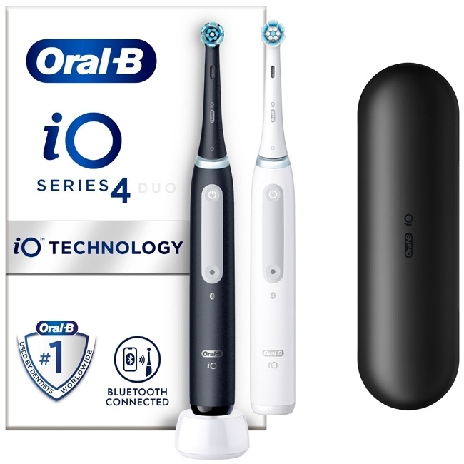 Oral B Eltandborste iO4 Duo Black UCB i gruppen SKØNHED & HELSE / Oral pleje / Elektriske tandbørster hos TP E-commerce Nordic AB (C14129)