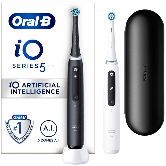 Oral B Eltandborste iO5 Duo Black UCB i gruppen SKØNHED & HELSE / Oral pleje / Elektriske tandbørster hos TP E-commerce Nordic AB (C14130)