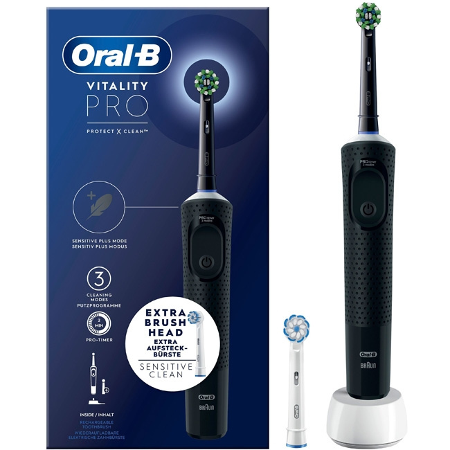 Oral B Eltandborste Vitality Pro Black Extra Refill i gruppen SKØNHED & HELSE / Oral pleje / Elektriske tandbørster hos TP E-commerce Nordic AB (C14139)