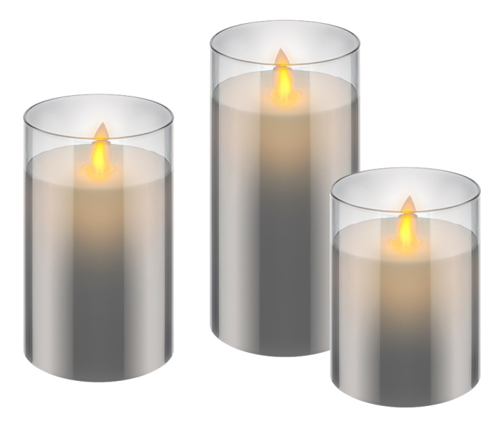 Set of 3 LED real wax candles in glass i gruppen HJEM, HUS & HAVE / Interiør / Lysestager & Lanterner hos TP E-commerce Nordic AB (C14508)