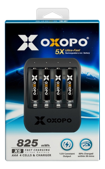 OXOPO Li-Ion 4xAAA 550mAh Battery w/charger i gruppen HJEMMEELEKTRONIK / Batterier og opladere / Batterier / AAA hos TP E-commerce Nordic AB (C14534)
