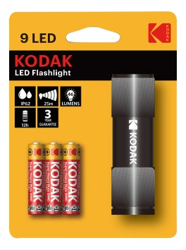KODAK 9LED Flashlight black incl. 3xAAA i gruppen SPORT, FRITID & HOBBY / Lommelygter og Pandelygter / Lommelygter hos TP E-commerce Nordic AB (C14618)