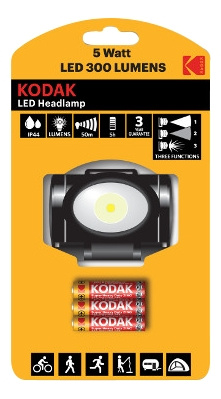 KODAK LED Headlamp 300lm incl.3xAAA i gruppen SPORT, FRITID & HOBBY / Lommelygter og Pandelygter / Lommelygter hos TP E-commerce Nordic AB (C14624)