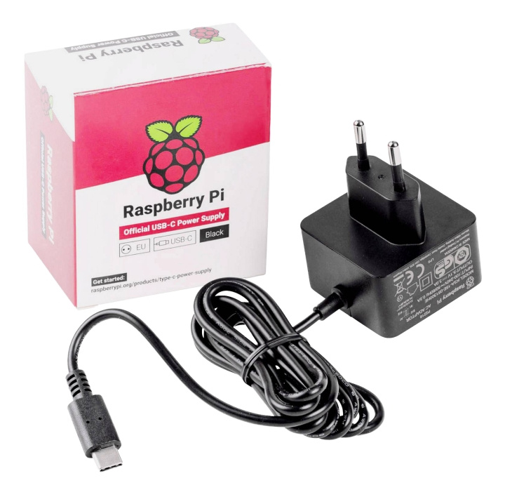 Raspberry Pi 4 Eu Power Supply Black i gruppen COMPUTERTILBEHØR / Computerkomponenter / Raspberry Pi hos TP E-commerce Nordic AB (C14659)