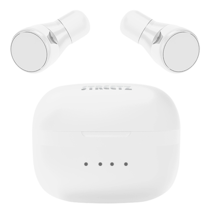 STREETZ True Wireless stay-in-ear, dual earbuds, charge case, white i gruppen HJEMMEELEKTRONIK / Lyd & billede / Hovedtelefoner & Tilbehør / Hovedtelefoner hos TP E-commerce Nordic AB (C14723)