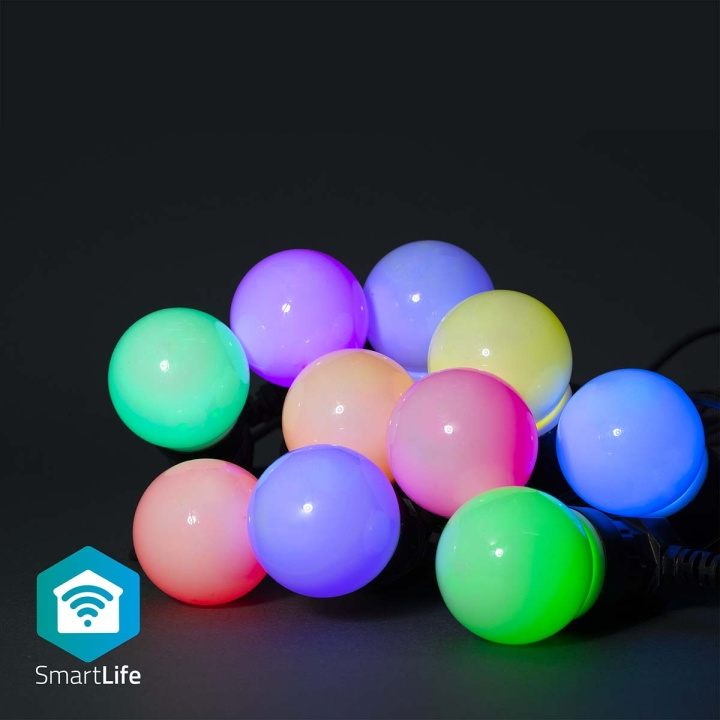 Nedis SmartLife Dekorative Lys | Party Lights | Wi-Fi | Hvid / RGB | 10 LED\'s | 9.00 m | Android™ | Pærediameter: 50 mm i gruppen HJEM, HUS & HAVE / Smart hjem / Smart belysning hos TP E-commerce Nordic AB (C14831)