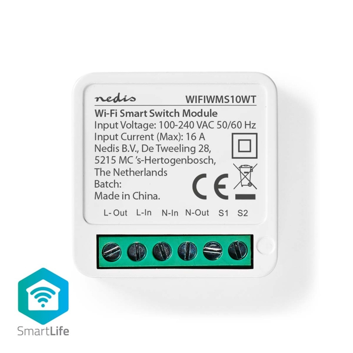 Nedis SmartLife Afbryder | Wi-Fi | 3680 W | Terminalforbindelse | App tilgængelig til: Android™ / IOS i gruppen HJEM, HUS & HAVE / Elektricitet & Belysning / El-installation / Afbryder hos TP E-commerce Nordic AB (C15072)