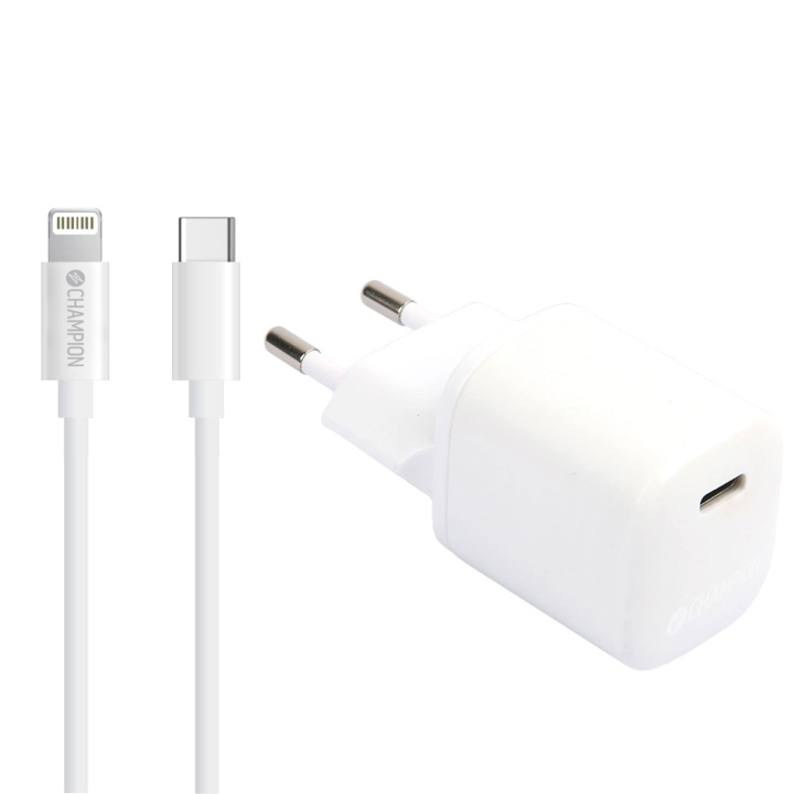 Champion Fast Charge 20W PD/USB-C - Lig i gruppen SMARTPHONES & TABLETS / Opladere og kabler / Vægoplader / Væg oplader Type C hos TP E-commerce Nordic AB (C15244)