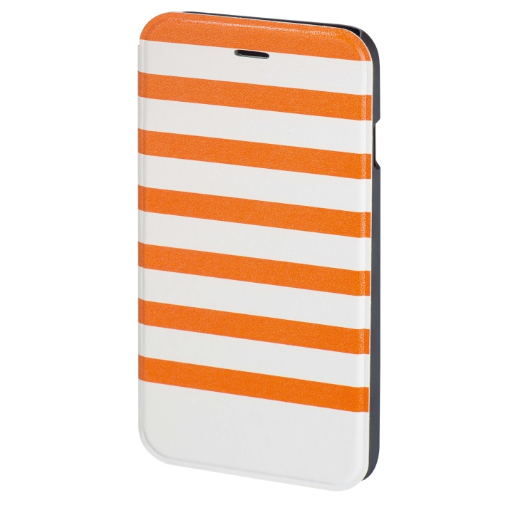 HAMA Mobil Wallet DesignLine iPhone 6/6S Stripe Orange/Hvid i gruppen SMARTPHONES & TABLETS / Mobil Beskyttelse / Apple / iPhone 6/6S hos TP E-commerce Nordic AB (C15490)