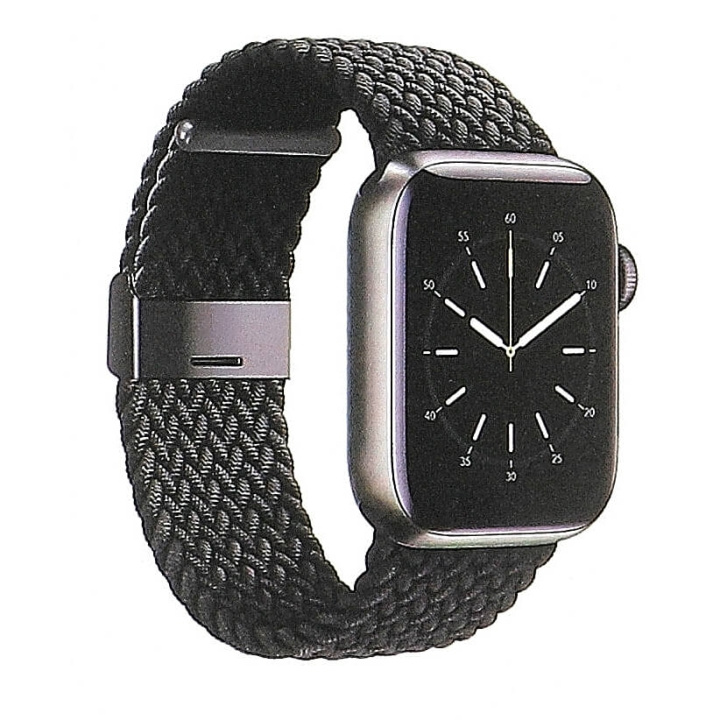 Gear Watcharmbånd Flettet SORT Apple Watch 42/44/45mm i gruppen SPORT, FRITID & HOBBY / Smartwatch & Aktivitetsmåler / Tilbehør hos TP E-commerce Nordic AB (C15827)