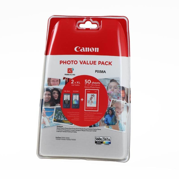 Canon Blæk Multipak 3712C004 PG-560XL/CL-561XL Sort Cyan Magenta Gul i gruppen COMPUTERTILBEHØR / Printere og tilbehør / Blæk og toner / Blækpatroner / Canon hos TP E-commerce Nordic AB (C15934)