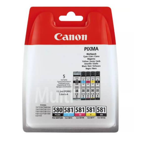 Canon Blæk Multipak 2078C005 PGI-580/CLI-581 Sort Pigment Sort Cyan Gul Magenta i gruppen COMPUTERTILBEHØR / Printere og tilbehør / Blæk og toner / Blækpatroner / Canon hos TP E-commerce Nordic AB (C16004)