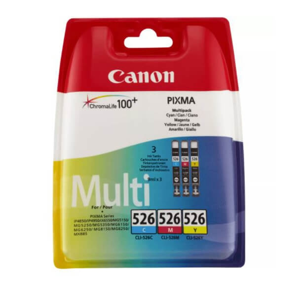 Canon Blæk 4541B009 CLI-526 Farve Cyan Magenta Gul i gruppen COMPUTERTILBEHØR / Printere og tilbehør / Blæk og toner / Blækpatroner / Canon hos TP E-commerce Nordic AB (C16065)