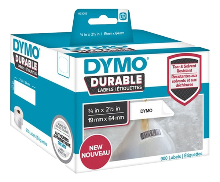 DYMO LW Durable barcode 19mm x 64mm, 900 etiketter, vit i gruppen COMPUTERTILBEHØR / Printere og tilbehør / Printere / Labelmaskiner og tilbehør / Etiketter hos TP E-commerce Nordic AB (C16184)