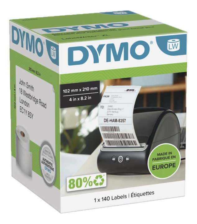 Dymo® LabelWriter 102x210mm, Vit, 1 Rulle x140 Etiketter i gruppen COMPUTERTILBEHØR / Printere og tilbehør / Printere / Labelmaskiner og tilbehør / Etiketter hos TP E-commerce Nordic AB (C16190)