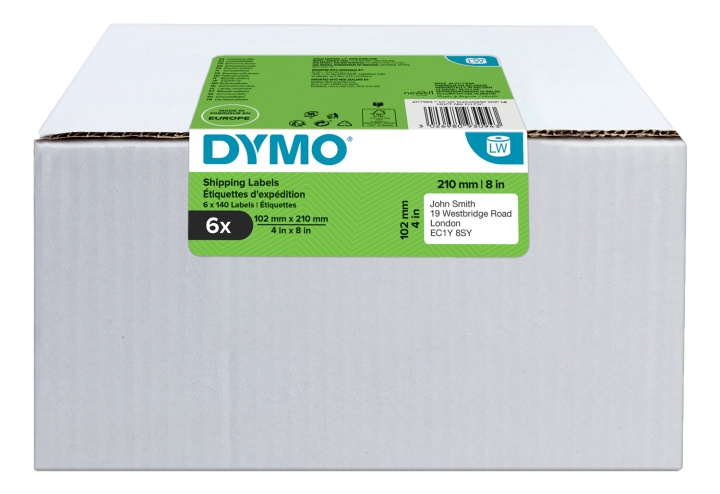 Dymo® LabelWriter 102x210mm, Vit, 6 Rullar x140 Etiketter i gruppen COMPUTERTILBEHØR / Printere og tilbehør / Printere / Labelmaskiner og tilbehør / Etiketter hos TP E-commerce Nordic AB (C16193)