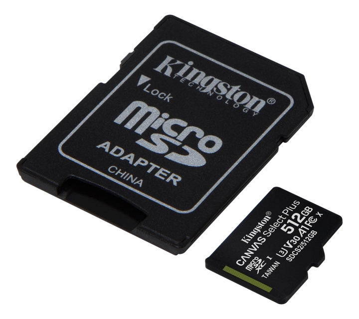 Kingston 512GB micSDXC Canvas Select Plus 100R A1 C10 Card + ADP i gruppen HJEMMEELEKTRONIK / Lagringsmedier / Hukommelseskort / MicroSD/HC/XC hos TP E-commerce Nordic AB (C16605)