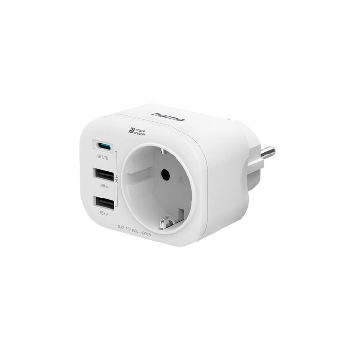 Hama 220V Stik USB-C/A 20W PD Hvid i gruppen HJEM, HUS & HAVE / Elektricitet & Belysning / Stikdåse hos TP E-commerce Nordic AB (C17471)