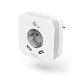 Hama 220V Stikkontakt Adapter 2XUSB-A Nat Lys Hvid i gruppen HJEMMEELEKTRONIK / Lys / Natlamper hos TP E-commerce Nordic AB (C17472)