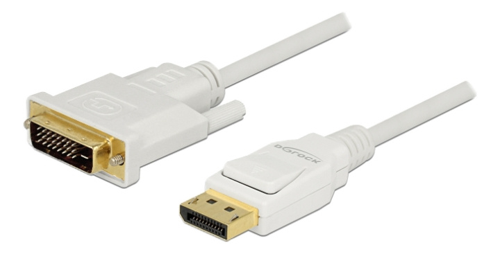 Cable Displayport 1.2 male > DVI 24+1 male passive 2 m white i gruppen COMPUTERTILBEHØR / Kabler og adaptere / DisplayPort / Kabler hos TP E-commerce Nordic AB (C17476)