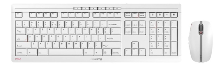 Cherry Stream Recharge, Wireless combo, lithium battery,2.4 GHz, white i gruppen COMPUTERTILBEHØR / Mus og tastatur / Tastatur / Pakke hos TP E-commerce Nordic AB (C17599)