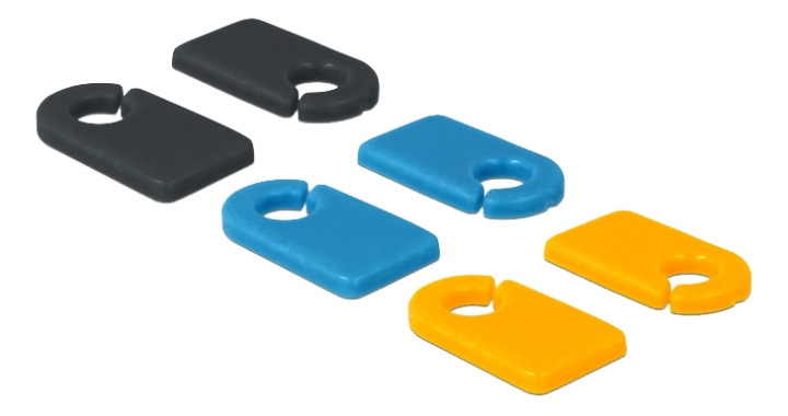 DE-LOCK Cable marker clips, 6-pack, black/blue/orange, 3,5mm cables, m i gruppen HJEMMEELEKTRONIK / Kabler og adaptere / Kabelhåndtering hos TP E-commerce Nordic AB (C17626)