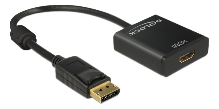 Delock Adapter Displayport 1.2 male to HDMI female, 4K, active, black i gruppen COMPUTERTILBEHØR / Kabler og adaptere / DisplayPort / Adaptere hos TP E-commerce Nordic AB (C17648)