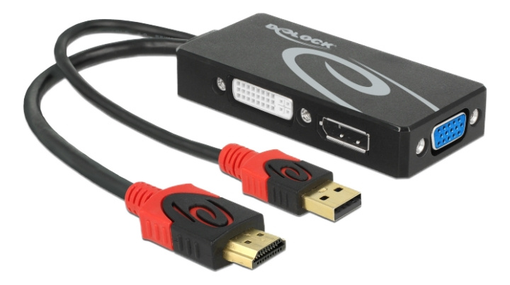 Delock Adapter HDMI male > DVI / VGA / DisplayPort female 4K black i gruppen COMPUTERTILBEHØR / Kabler og adaptere / DisplayPort / Adaptere hos TP E-commerce Nordic AB (C17654)