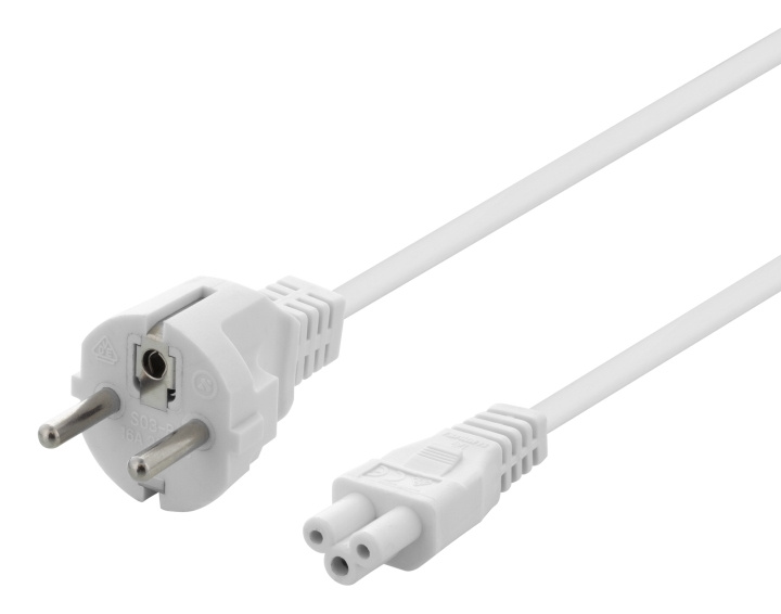 DELTACO apparatkabel, rak CEE 7/7 - rak IEC C5, 0,5m, 3X0.75mm2, vit i gruppen COMPUTERTILBEHØR / Kabler og adaptere / Elkabler hos TP E-commerce Nordic AB (C17720)