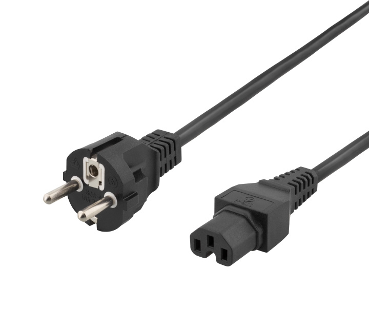 DELTACO power cord CEE 7/7 - IEC C15, 0,5m, black i gruppen COMPUTERTILBEHØR / Kabler og adaptere / Elkabler hos TP E-commerce Nordic AB (C17733)