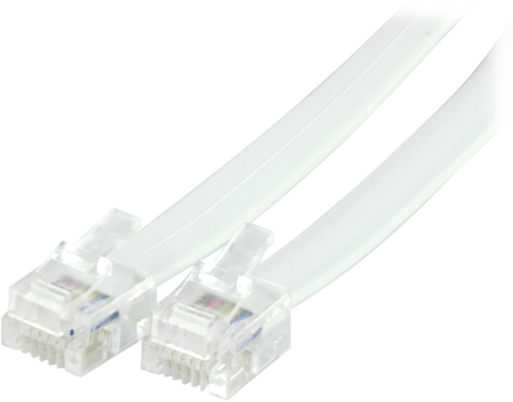 DELTACO modulkabel, 6P6C(RJ12) til 6P6C(RJ12), 2m, hvid i gruppen HJEMMEELEKTRONIK / Kabler og adaptere / Telefonkabler og adaptere hos TP E-commerce Nordic AB (C17739)
