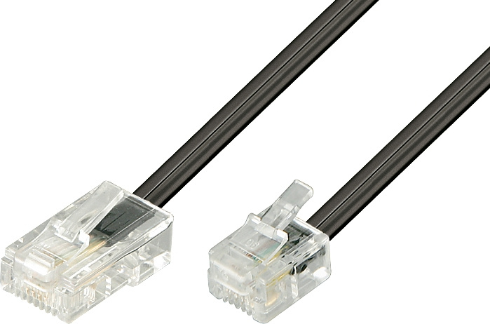 DELTACO modulkabel, 8P4C(RJ45) til 6P4C(RJ11), 3m, sort i gruppen HJEMMEELEKTRONIK / Kabler og adaptere / Telefonkabler og adaptere hos TP E-commerce Nordic AB (C17755)