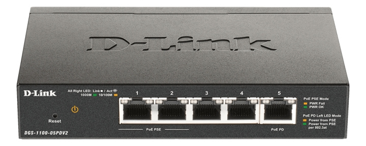 D-Link 5-Port Gigabit PoE Smart Managed Switch with 1 PD port i gruppen COMPUTERTILBEHØR / Netværk / Switches / 10/100/1000Mbps hos TP E-commerce Nordic AB (C17783)