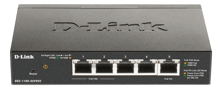 D-Link 5-Port Gigabit PoE Smart Managed Switch with 1 PD port i gruppen COMPUTERTILBEHØR / Netværk / Switches hos TP E-commerce Nordic AB (C17783)