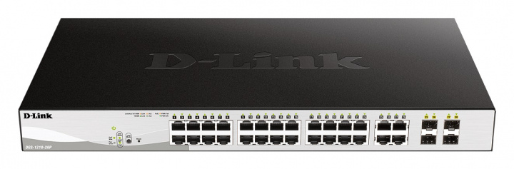 D-Link netværksswitch, Layer 2, 10/100/1000Mbps, 24xRJ45, 4xSFP, PoE, i gruppen COMPUTERTILBEHØR / Netværk / Switches / 10/100/1000Mbps hos TP E-commerce Nordic AB (C17789)