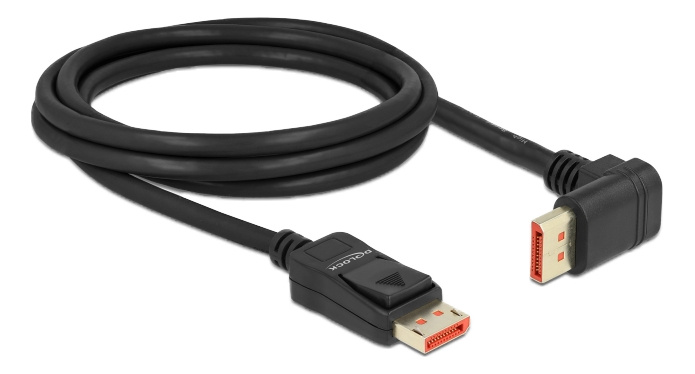 Delock DisplayPort cable male straight to male 90° upwards angled 8K 60Hz 2m i gruppen COMPUTERTILBEHØR / Kabler og adaptere / DisplayPort / Kabler hos TP E-commerce Nordic AB (C17831)