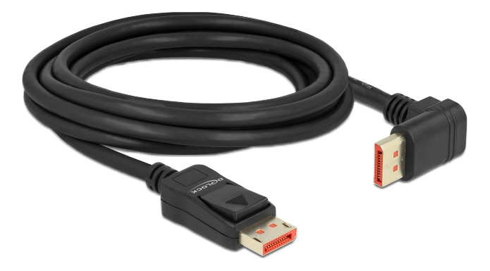 Delock DisplayPort cable male straight to male 90° upwards angled 8K 6Hz 3m i gruppen COMPUTERTILBEHØR / Kabler og adaptere / DisplayPort / Kabler hos TP E-commerce Nordic AB (C17832)