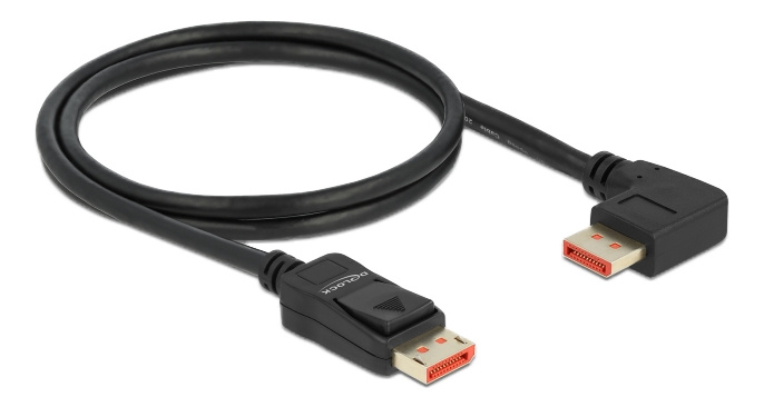 Delock DisplayPort cable male straight to male 90° right angled 8K 60 i gruppen COMPUTERTILBEHØR / Kabler og adaptere / DisplayPort / Kabler hos TP E-commerce Nordic AB (C17834)